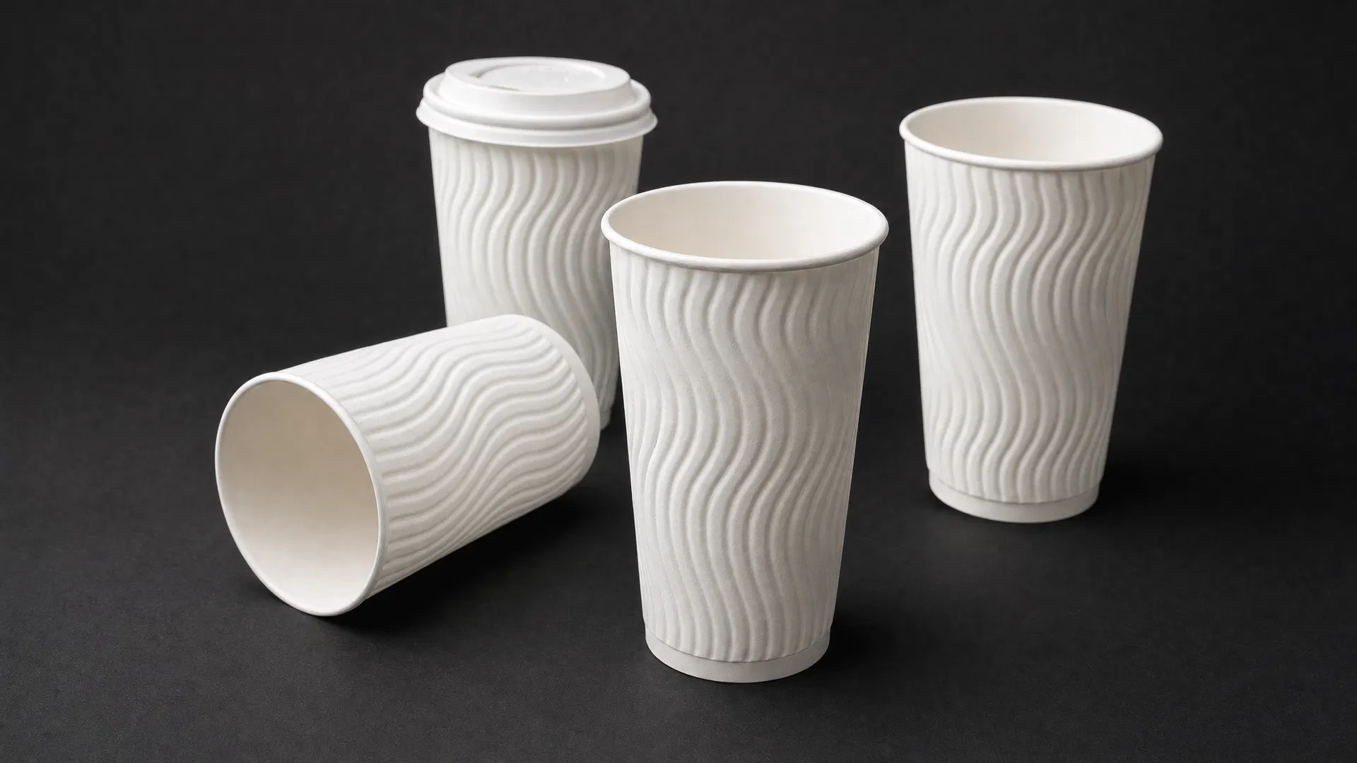 Embossed paper cups — diamond and honeycomb 3D texture, 4oz to 20oz
