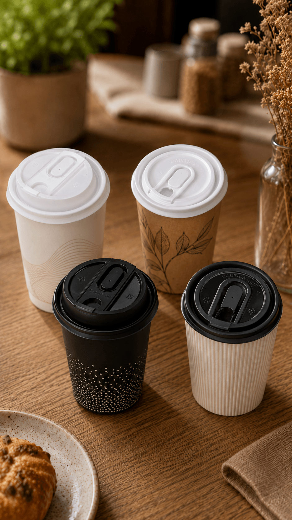 PP polypropylene dome sipper cup lids in white, black and transparent, 80mm and 90mm