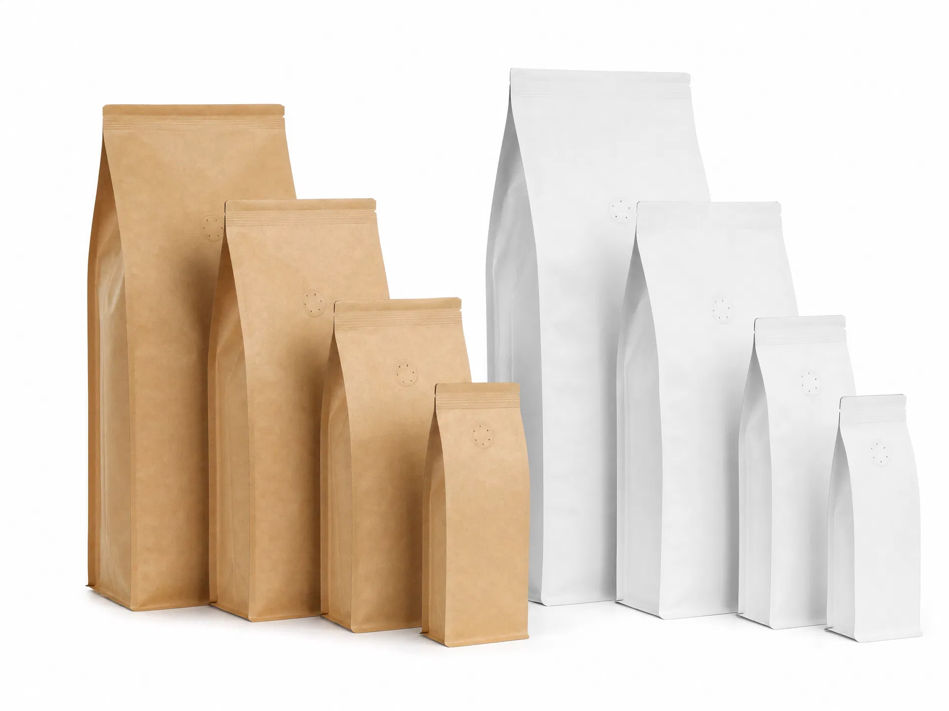 Eight-side seal paper bags for coffee beans and premium retail — block bottom paper bags wholesale
