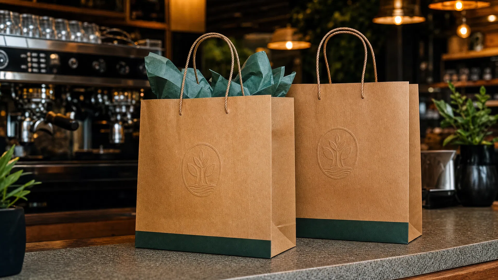 Custom printed paper bags collection — wholesale kraft carrier bags, flat-bottom SOS bags, and branded shopping bags