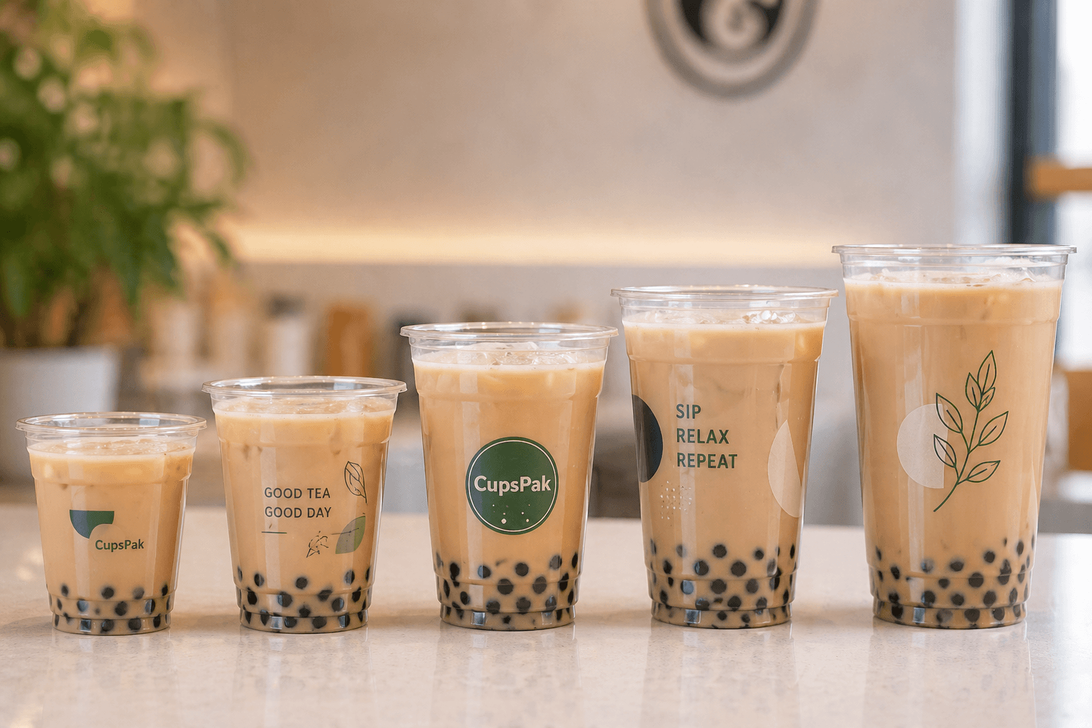 Custom PET cold cups wholesale — crystal-clear disposable cold drink cups, 78mm to 98mm diameter, 9oz to 24oz, food-grade virgin PET, for bubble tea shops and juice bars