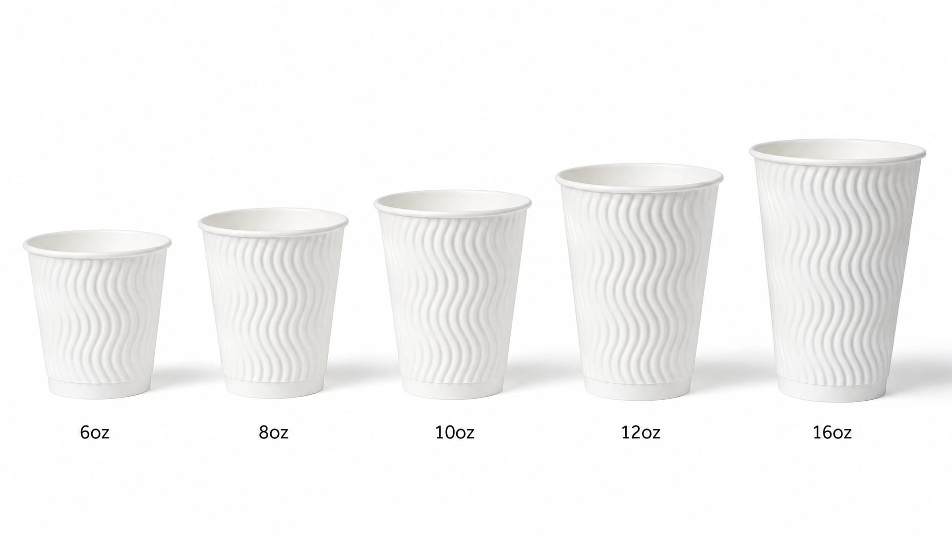 Ripple wall paper cups size range 6oz to 16oz — CupsPak supplier