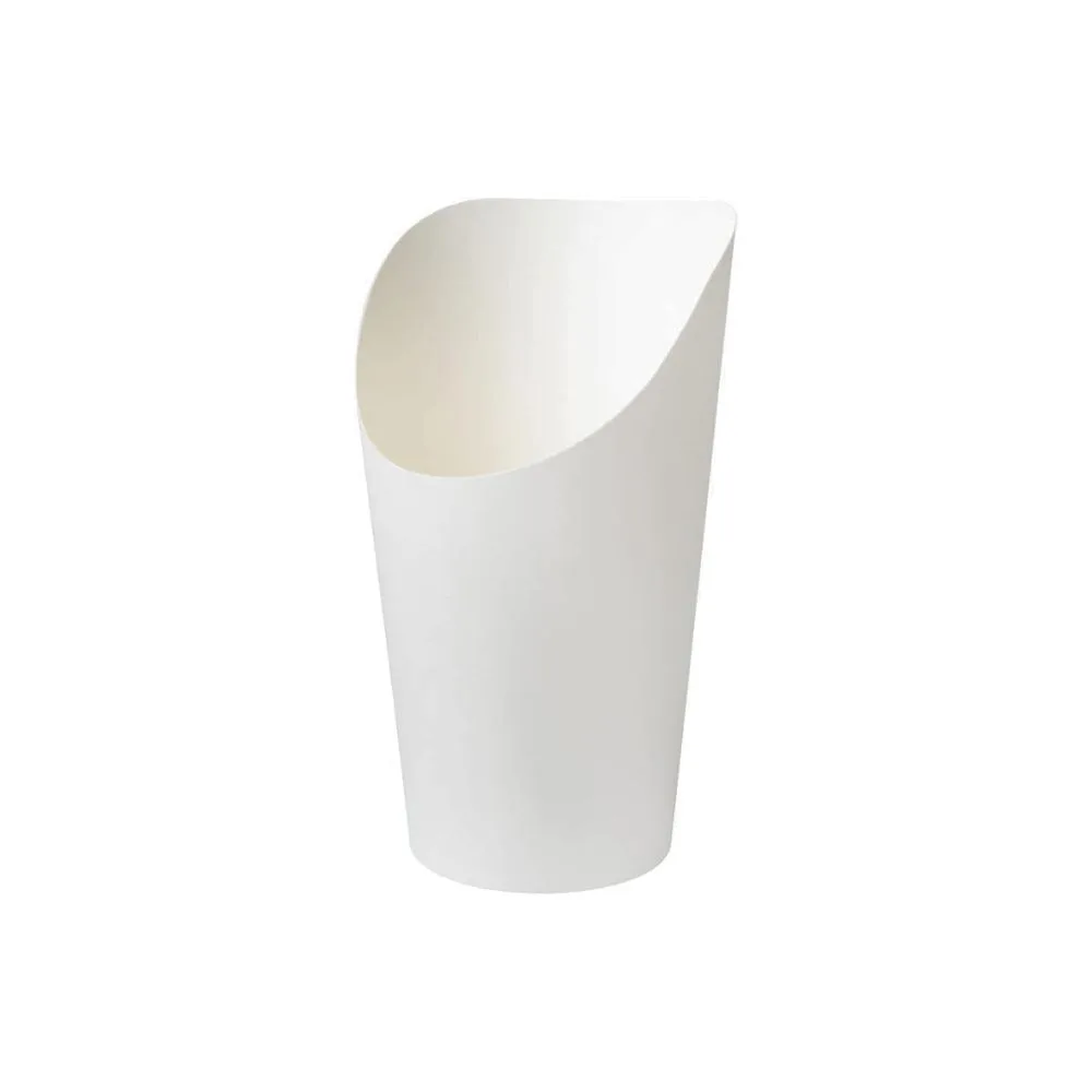 White paper snack cup with scoop top — open-top French fry cup by CupsPak